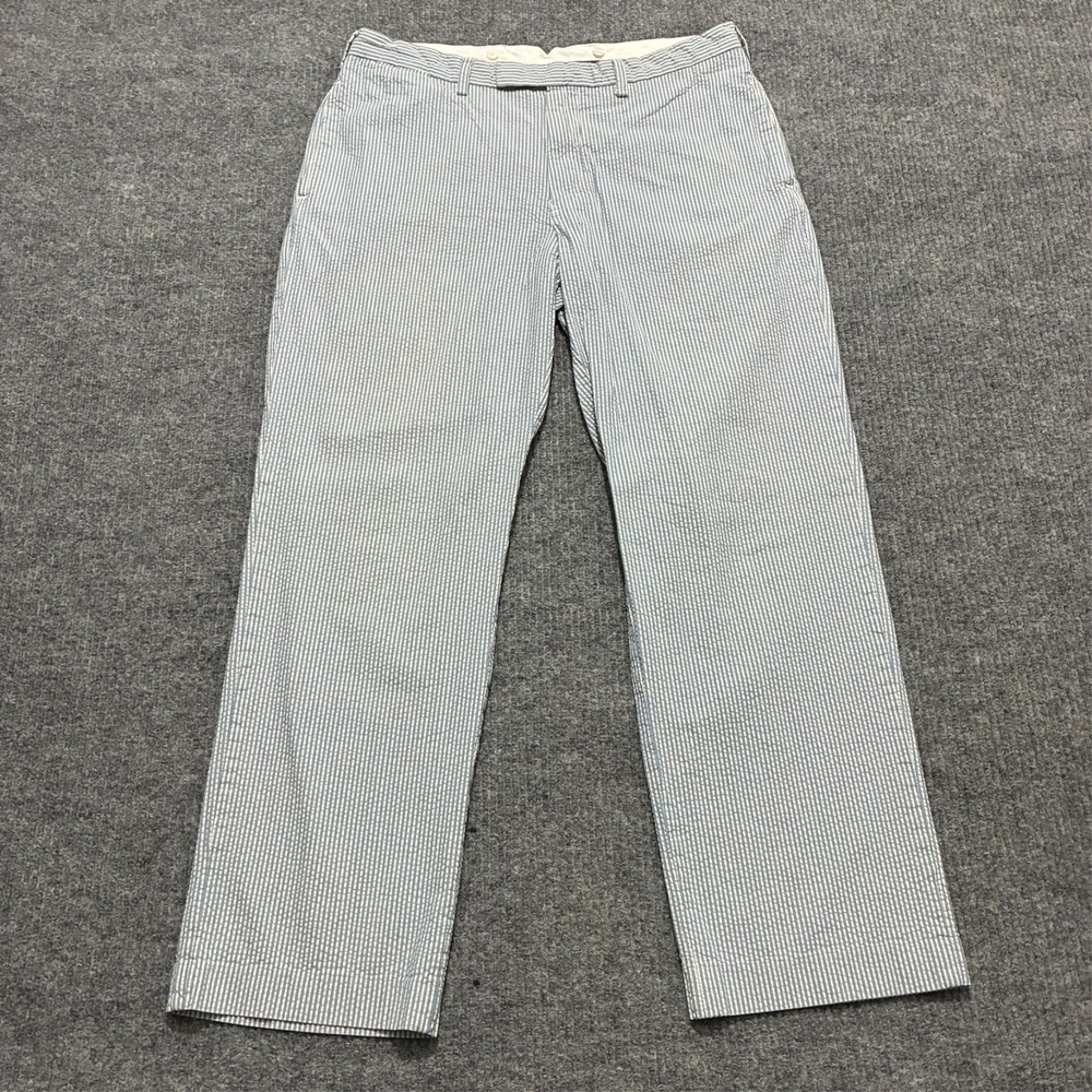 Vintage Polo Ralph Lauren Mens Pants Size 36x32 Blue Striped Flat Front Mid Rise